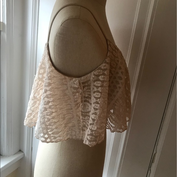 NWT Creme Nude Lace Bralette Crop Top - Picture 2 of 3